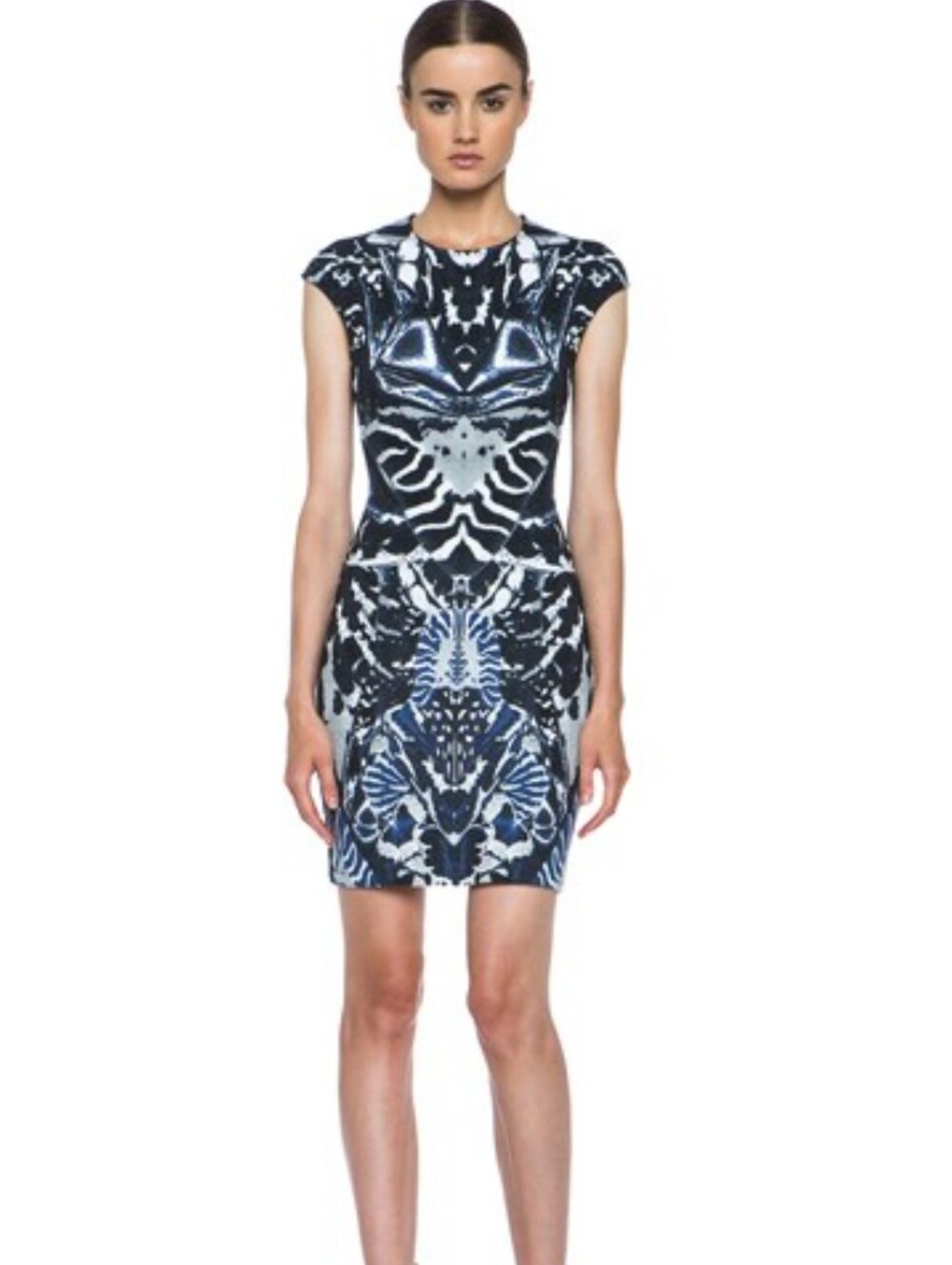 Alexander McQueen McQ | Interlock Kaleidoscope Print Beetle Dress Indigo Blk XS